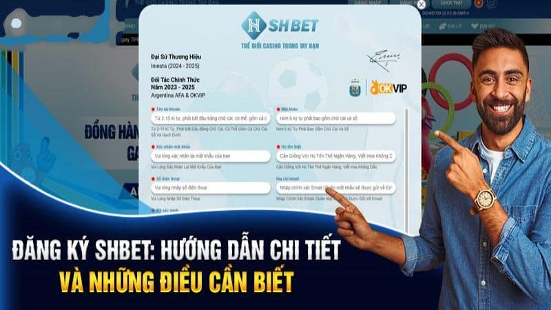 Giao diện chi tiết để đăng ký SHBET